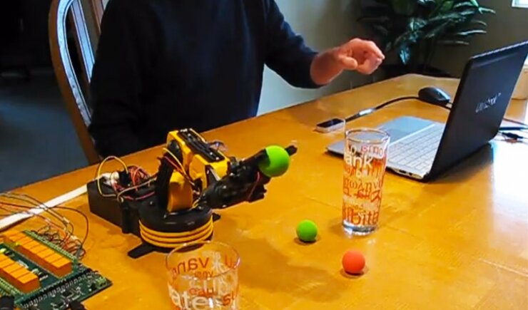 Leap Motion Controller used to control robotic arms and remote-controlled boat